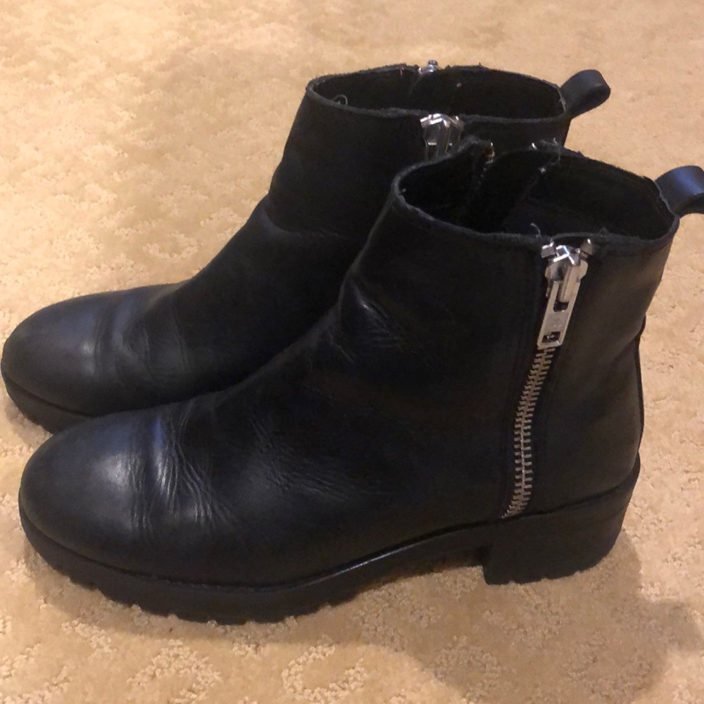 black zip up booties